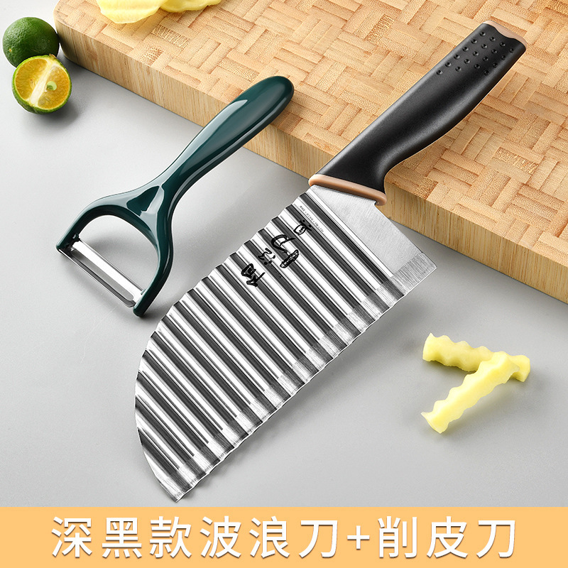 Cuchillo de cocina de dientes de lobo de acero inoxidable ondulado multifuncional espesar cuchillo cuchillo creativo de cocina patata nueva