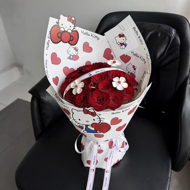永生花玫瑰花束蝴蝶结Kitty仿真香皂花高级感送女友闺蜜生日礼物|undefined
