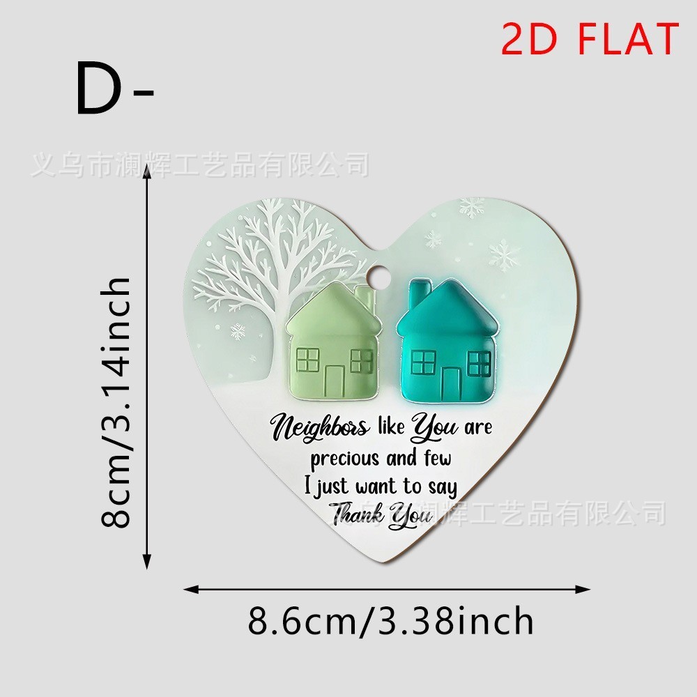 Colgante transfronterizo venta caliente en forma de corazón decoración de amistad decoración plana 2D sub