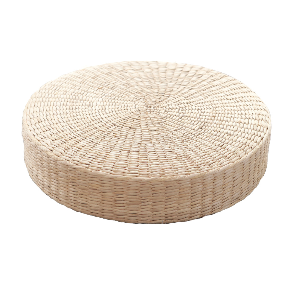 Cojín de futón tejido de paja hecho a mano, tapete de paja, tapete de piso, tapete de ventana salediza de Buda, tapete de ventana salediza de color sólido de estilo japonés redondo
