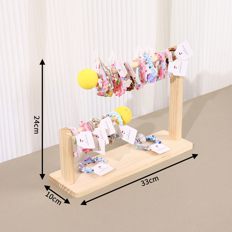 원목 이중 수납선반 B형 + 노란색 볼