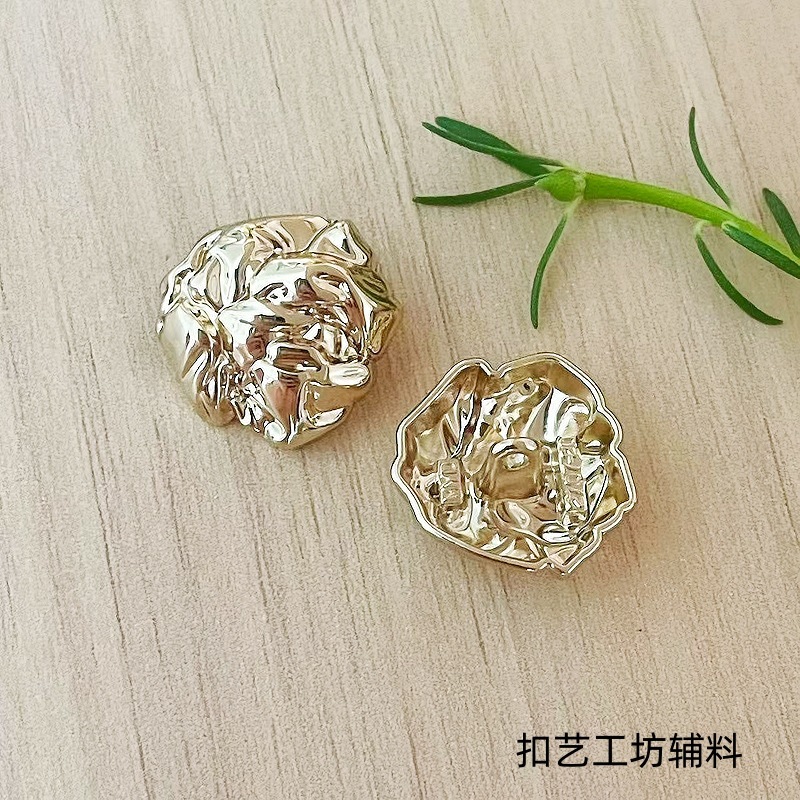 不规则褶皱金属纽扣diy小香风外套大衣毛衣衬衫服装辅料手缝扣|undefined