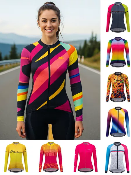 Cross-border cycling jersey for women, long-sleeved, quick-drying, stylish, breathable, suitable for road bikes and mountain bikes, spring/summer/autumn collection