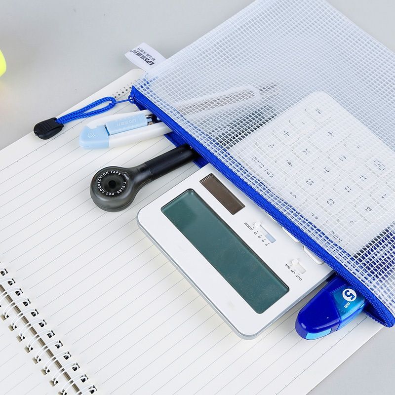 厚手a4書類袋ファスナーpvc透明メッシュ大容量学生文房具事務用品資料書類袋|undefined