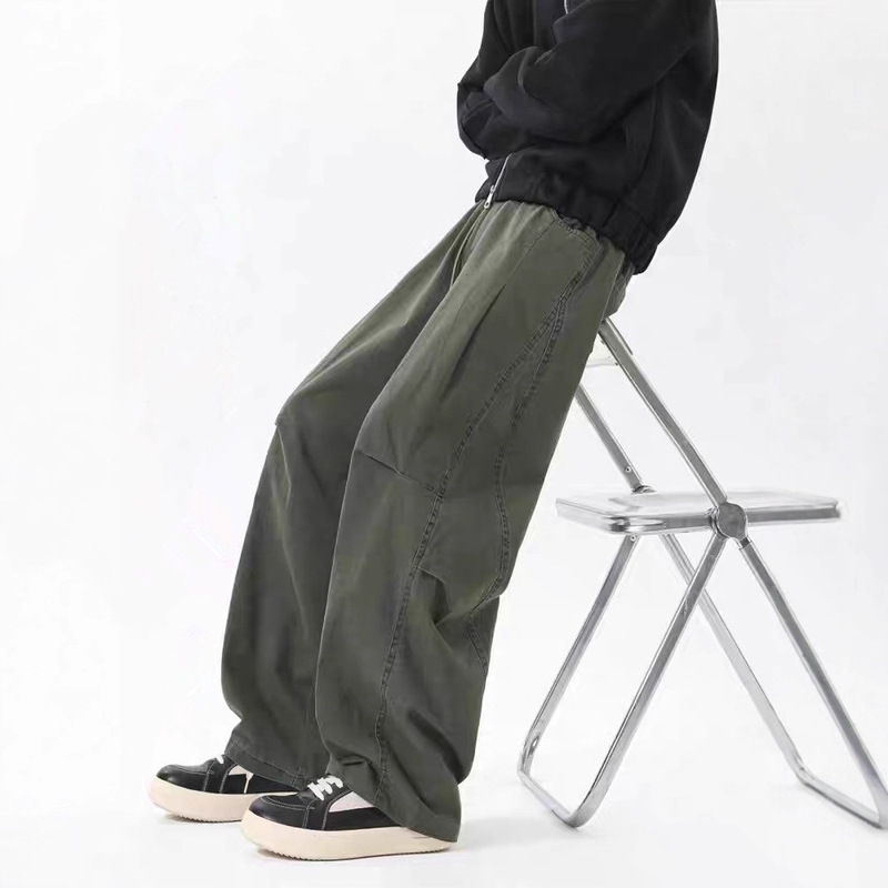 American-Style Streetwear Patchwork Work Pants for Men, Autumn Season, Three-Dimensional Cut Design, Straight-Leg Pants, Trendy Brand, Versatile Casual Pants