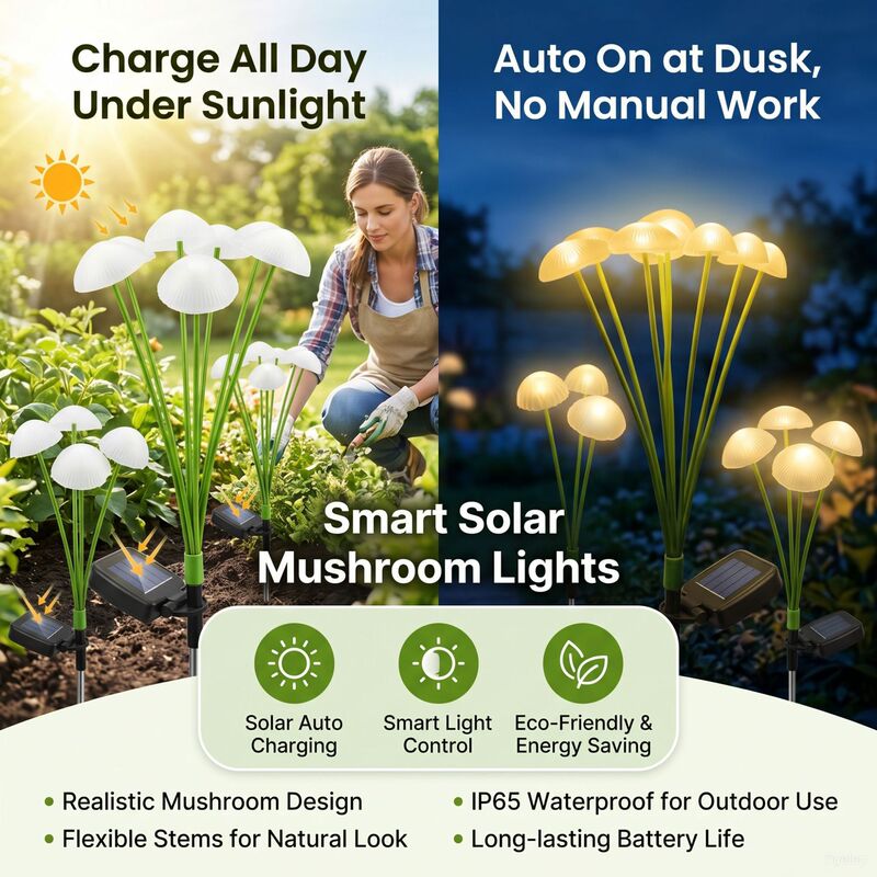 Solar Garden Light Waterproof Landscape Outdoor Lighting Atmosphere Light Camping Balcony Lawn Decoration Mushroom Light Jellyfish