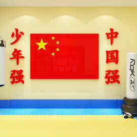 中国五星红旗贴纸跆拳武搏击馆文化挂墙面装饰2026新学期教室布置