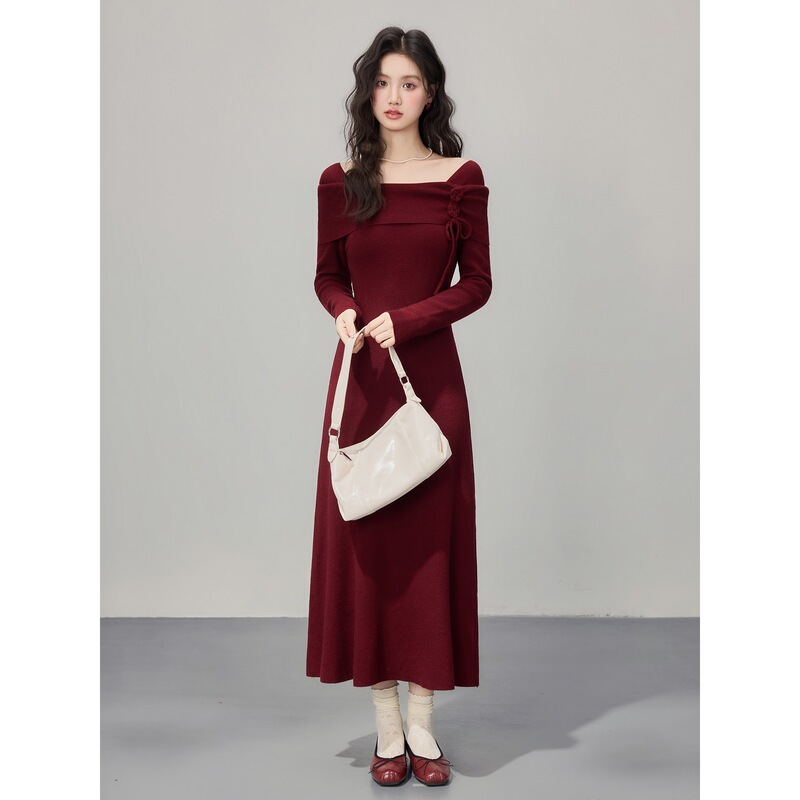 Red Dress for Women 2026 Autumn and Winter New Style Long-Sleeved Elegant Knitted Long Dress That Looks Great as an Inner Layering Dress Red Dress for Women 2026 Autumn and Winter New Style Long-Sleeved Elegant Knitted Long Dress That Looks Great as an Inner Layering Dress