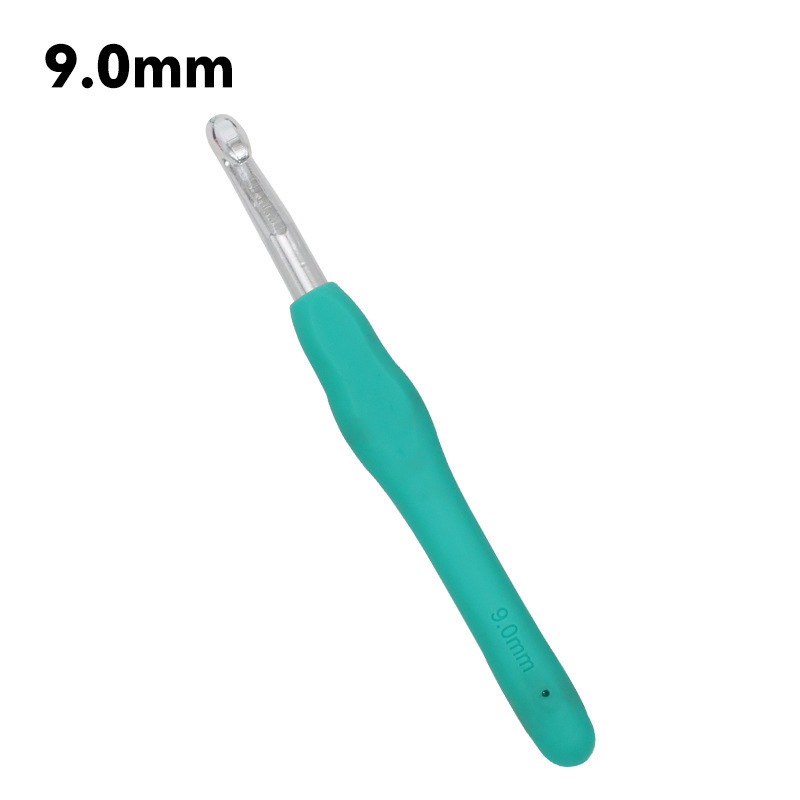 Tejido a mano arco iris ganchillo de mango suave TPR ganchillo de mango suave sólido ganchillo de aluminio ganchillo conjunto de agujas de lana