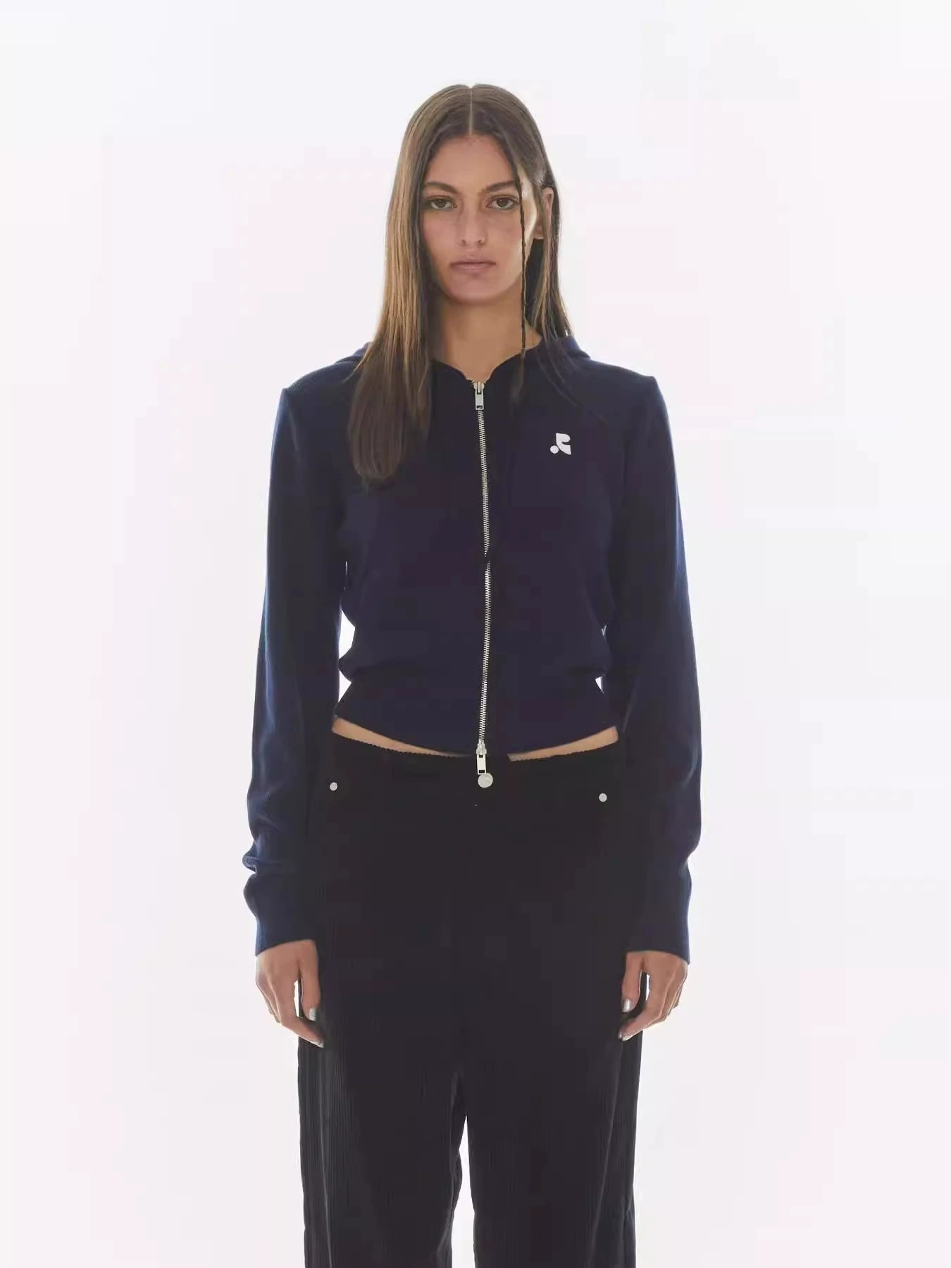 Hoody, knitted sweater with zipper, jacket