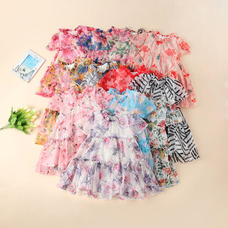 Cute Stripe Flower Cotton Girls Dresses display picture 1