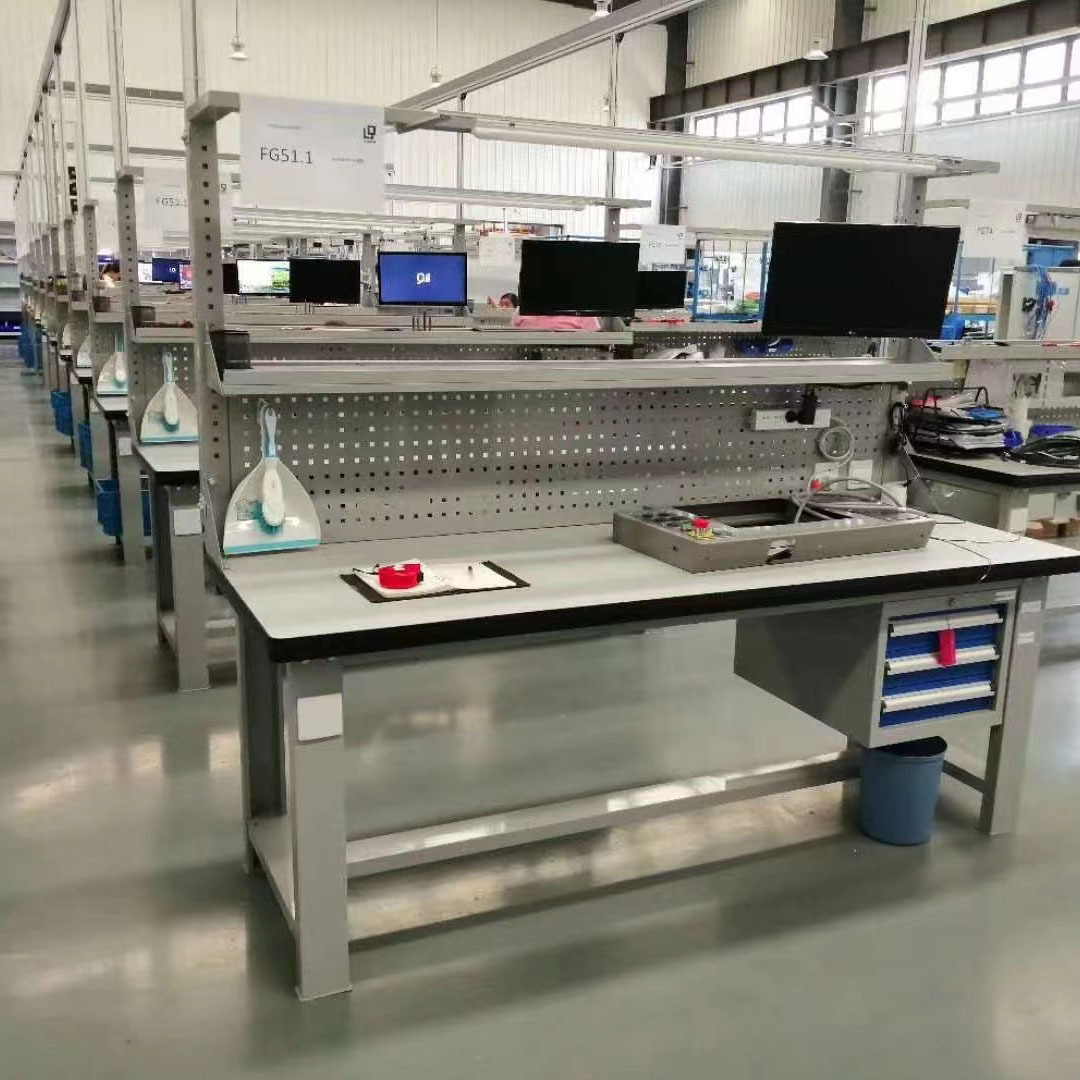 厂家直供 防静电工作台 可设计配置工具柜挂板灯架便于操作管理