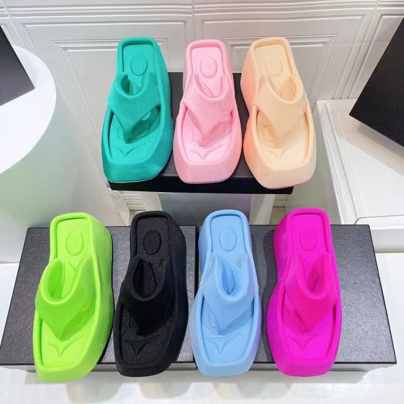 flip flops wedge heel square toe platform