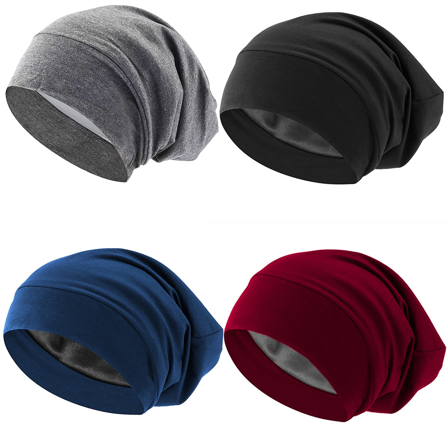 Cross-border Amazon solid color hair care cap sleep cap satin lined bag head cap chemotherapy hat women's headscarf wholesale