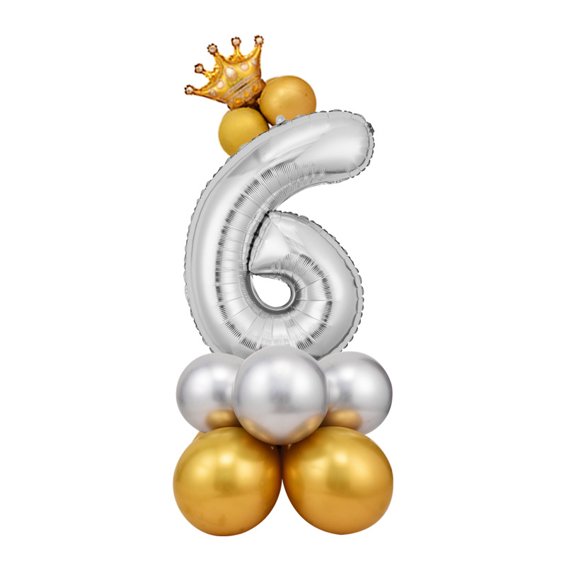 0-9 cumpleaños digital globo columna bebé un mes de edad diseño carretera globo fiesta decoración corona película de aluminio