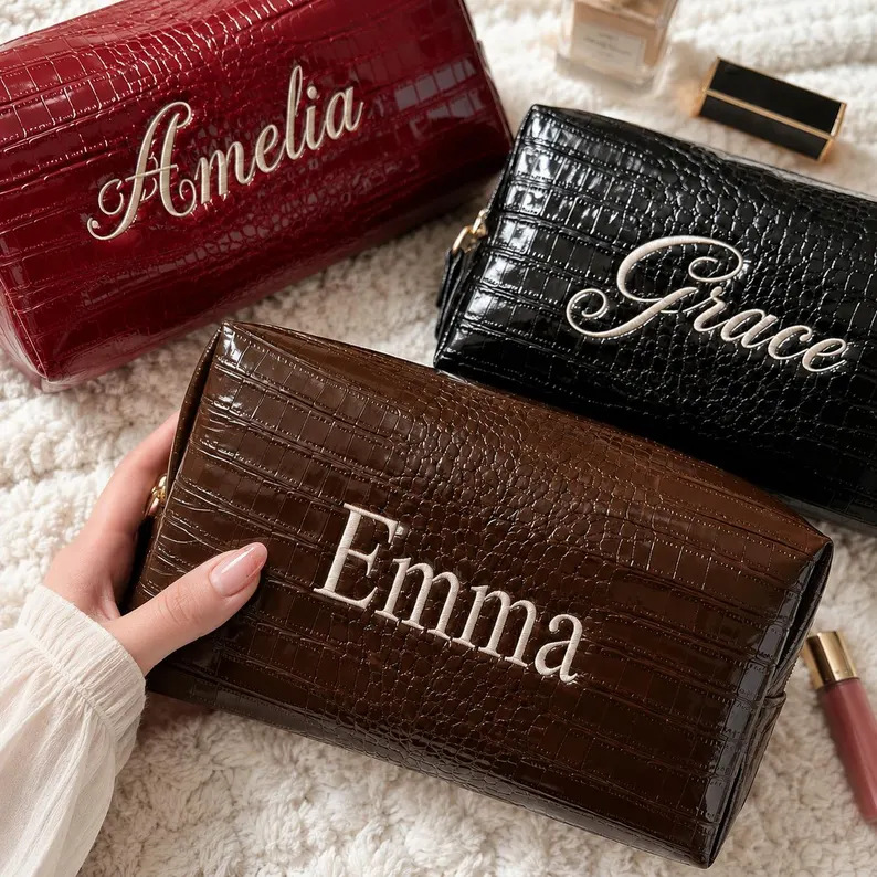 Cross-border custom-made makeup bag with crocodile pattern, high-end waterproof storage bag, travel touch-up bag, cosmetics storage bag