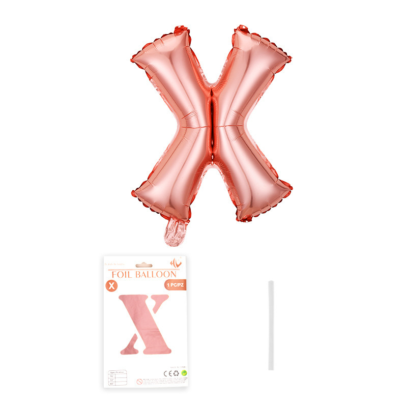 16 pulgadas alfabeto inglés tarjeta de papel independiente embalaje película de aluminio globo decoración de fiesta de cumpleaños diseño papel de aluminio globo al por mayor