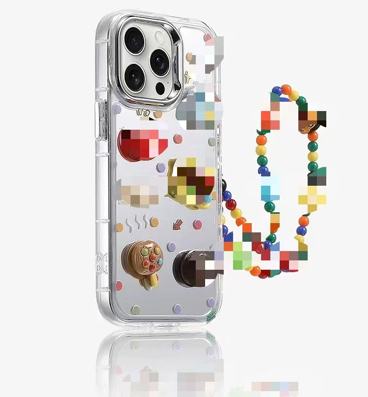 El bolso de la tarjeta rosa del oso con lazo de niña es adecuado para 16ProMax cordón iPhone13 funda para teléfono móvil Apple 14P