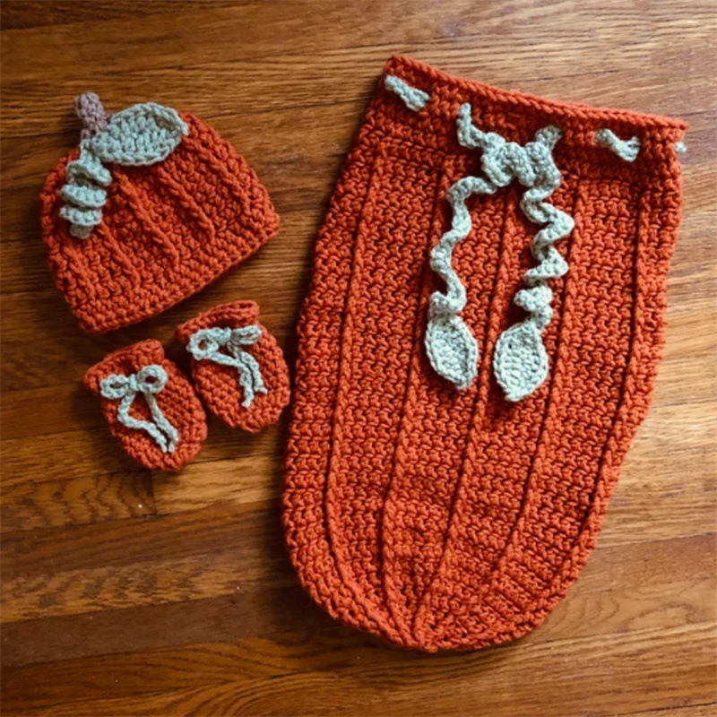 Foreign Trade Cross-Border New Product Pure Handmade Knitted Creative Halloween Funny Holiday Party Kidsren's Cartoon Pumpkin Sleeping Bag