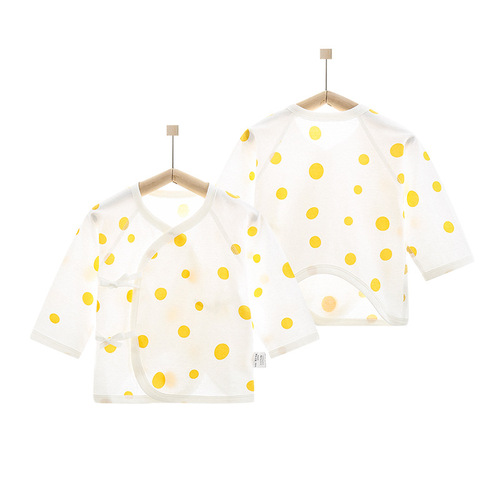 Newborn Baby Summer Half-Sleeve Boneless Pure Cotton Ultra-Thin Infant Pajamas for First Month, Baby Monk Style Top for Air Conditioning