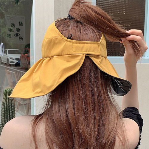  Empty Top Hat Women's Face Covering Large Brim UV Sun Protection Hat Summer Vinyl Fisherman Hat Sports Sun Hat Hat Wholesale