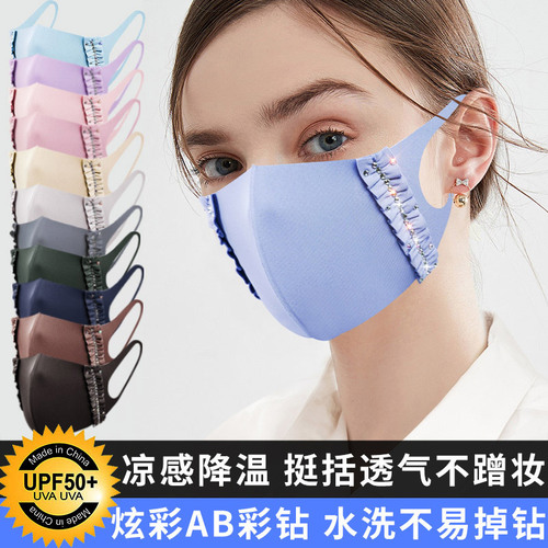 Summer thin ice silk three-dimensional fabric sunscreen for women, breathable, Japanese cold-sensing fungus