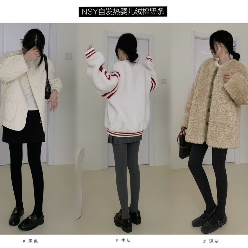NSY302自发热婴儿绒棉竖条秋冬新款180克时尚保暖显瘦打底裤女|undefined