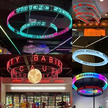 酒吧俱乐部餐饮霓虹灯装饰氛围灯圆形亚克力发光字朋克科技风吊灯