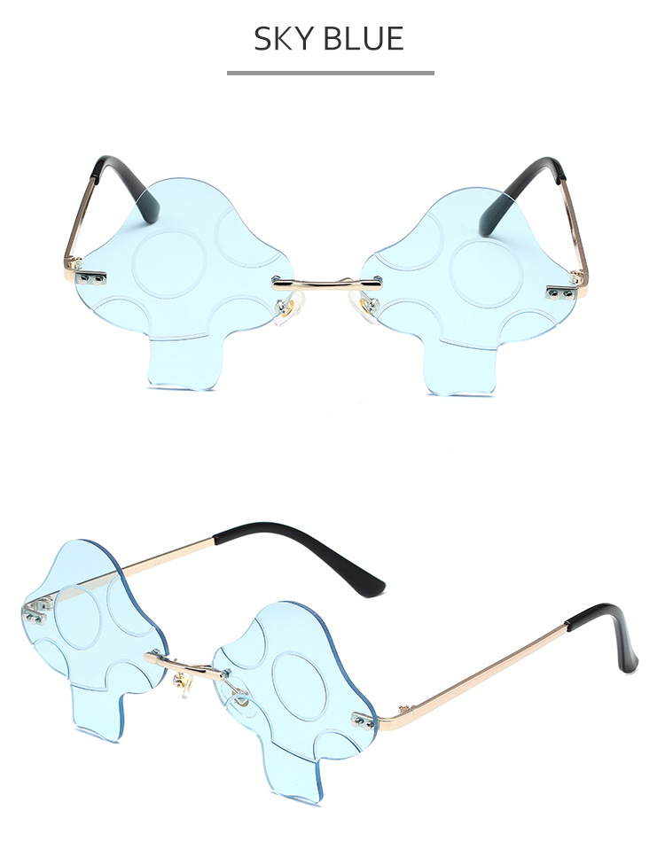 45g Weight Frameless Glasses Structure Sunglasses Classification PC, UV400 Protection, Tinted Lenses Lens Material Special-Shaped Mirror Glasses Style Casual, Outdoor, Beach Occasion Mushroom Pattern All Seasons Season Unisex Gender Novelty, Modern Style Style Novelty Modern Style Mushroom PC UV400 Protection Tinted Lenses Special-Shaped Mirror Frameless Women's Sunglasses 12