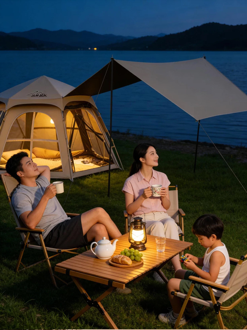 Jungle Squad Tent for Outdoor Camping, Instant Setup, Black Coated Sunscreen Rainproof Canopy, 2-in-1 Hiking Gear