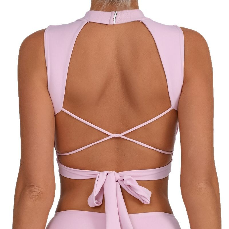 Comercio exterior europeo y americano personalizado deportes transfronterizos fitness top mujer de alta elasticidad y secado rápido con almohadilla para el pecho entrenamiento de yoga chaleco con cordones