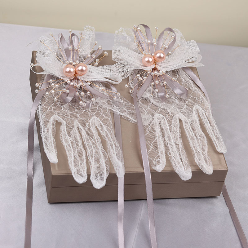bride glove marry Lace Flower white Thin section Spring and summer photograph Korean Wedding dress glove