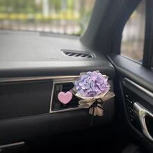 紫色绣球花车载香薰花束汽车空调出风口装饰车内香氛摆件创意车饰