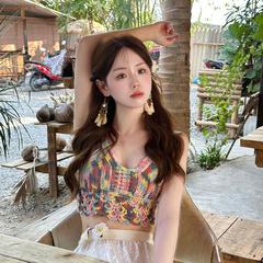 辣妹彩色吊帶背心女內搭2023新款高級感度假風純欲內搭短款上衣女