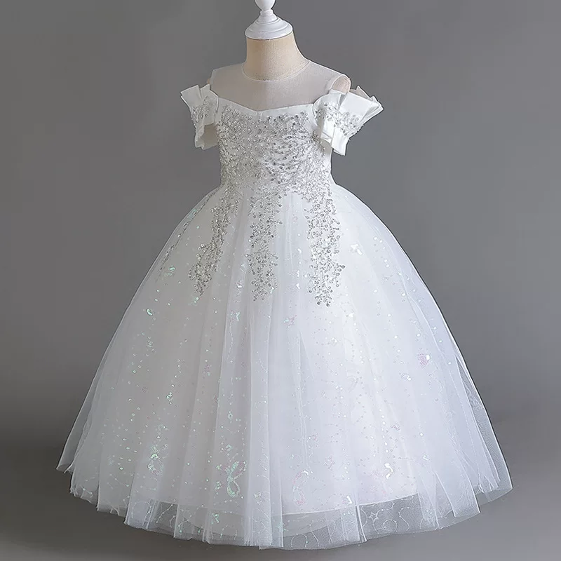 Small princess costume, flower girl dress, children's piano performance costume, evening dress, tulle, western style