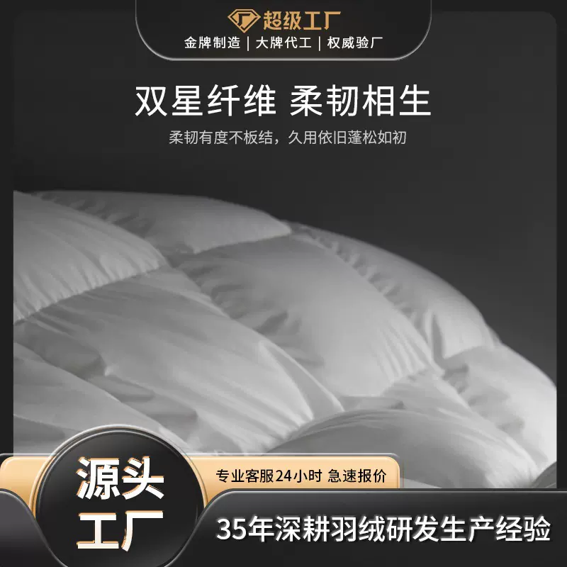 90白鹅绒高奢零压舒睡锁温超厚保暖羽绒被柔赛丝被芯定制