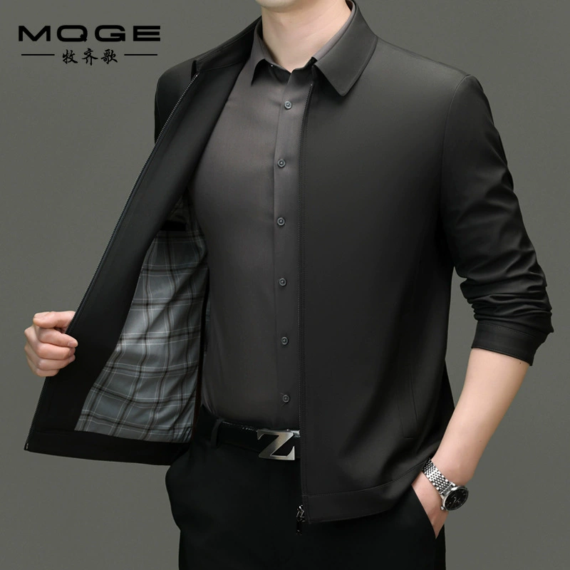 Куртка с отворотом на молнии бизнес-куртка среднего возраста мужская куртка папа пальто