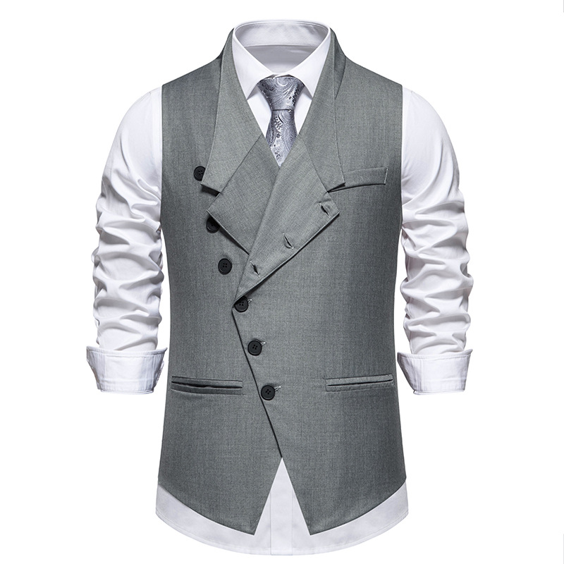 Amazon Men's Casual Suit Vest Men's Fashion Wedding Party Oblique Placket Single-breasted Suit Vest Men's