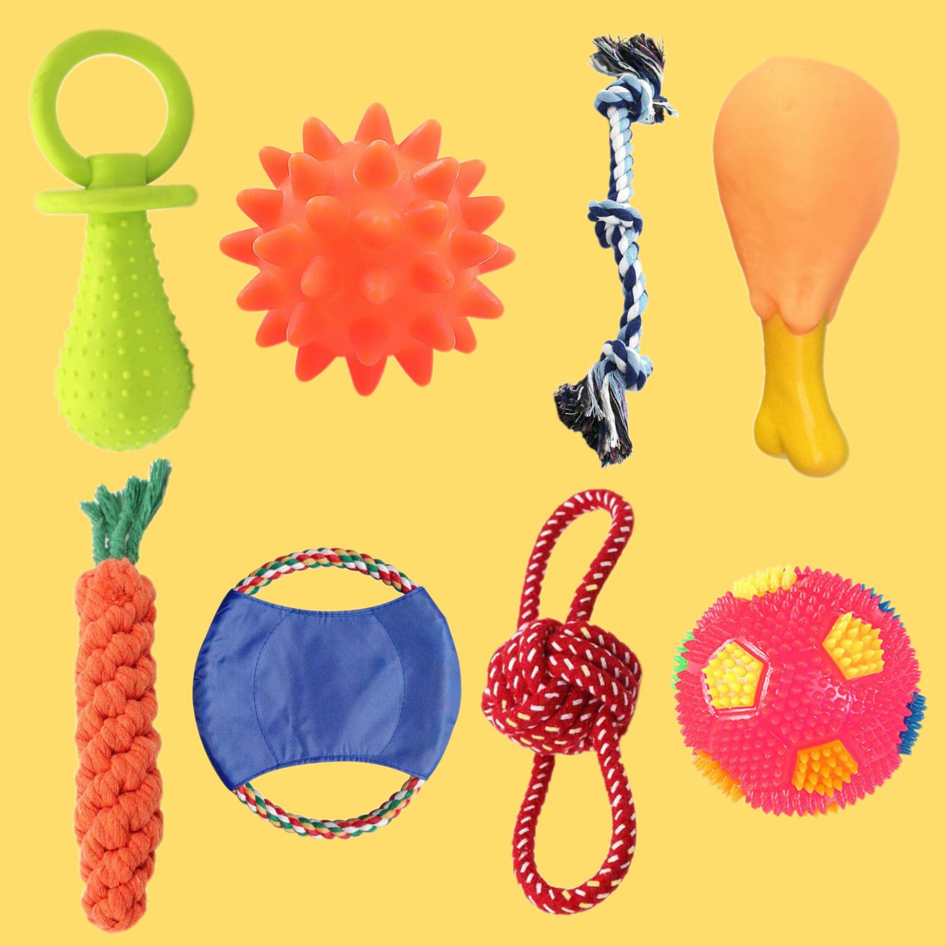 Juguetes para perros Teddy de pelo dorado, juguetes sonoros de goma, palillos para perros pequeños y medianos, bolas de cuerda para aliviar el entretenimiento.