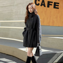 【复古甜心】立领双面羊绒大衣女新款秋冬时尚小个子宽松毛呢外套