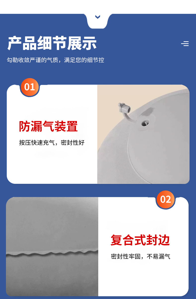 按压充气枕充气u型枕植绒便携旅行颈枕户外飞机护颈枕头u形枕便携