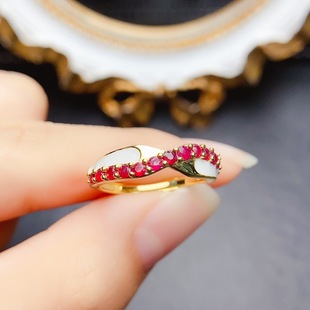 New natural ruby ring S925 silver inlaid main stone 2*2mm Joker net red explosions women's jewelry wholesale
