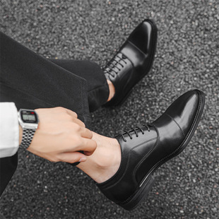 British Style Men's Business Dress Shoes Square Head Wedding Groom Shoes Three Joint Men's Shoes 44307-J