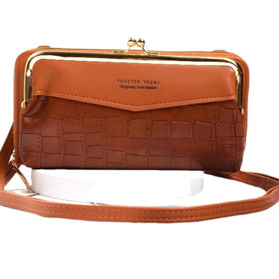 Bolso del teléfono móvil de las nuevas mujeres patrón de piedra botón bolso de cuero mochila Satchel multi-tarjeta monedero móvil de las mujeres