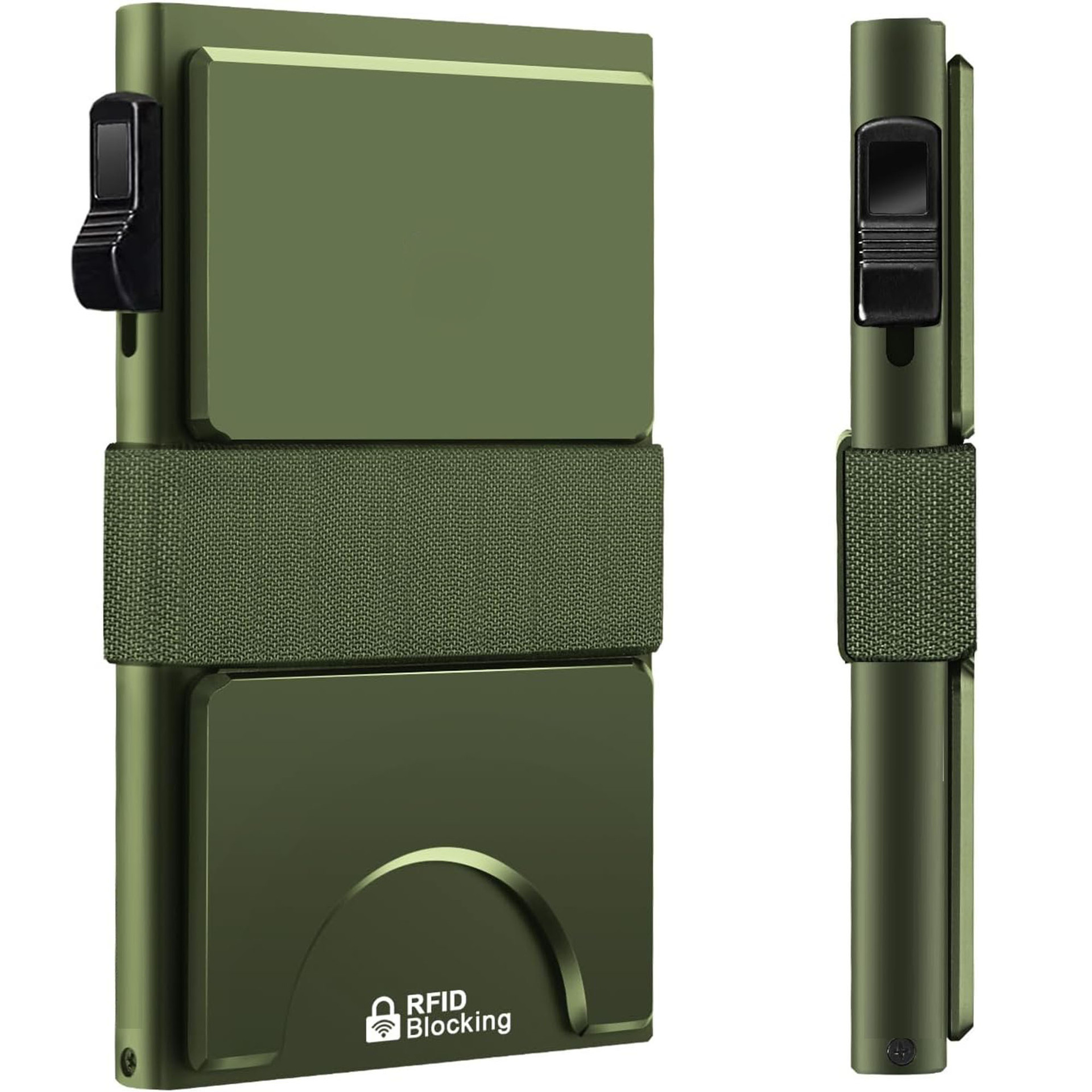 Caja de tarjetas de aleación de aluminio con blindaje transfronterizo Cartera de cepillo antirrobo RFID de fibra de carbono ultrafina Cartera de banda elástica de metal para hombres