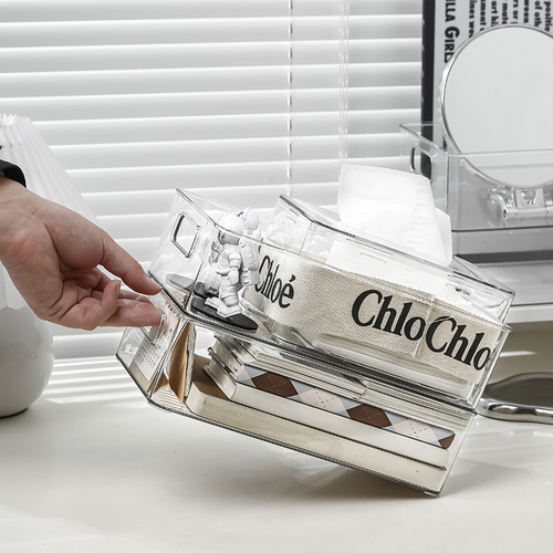 Transparent desktop storage box acrylic dormitory desktop cosmetics mask storage box snack sundries storage rack