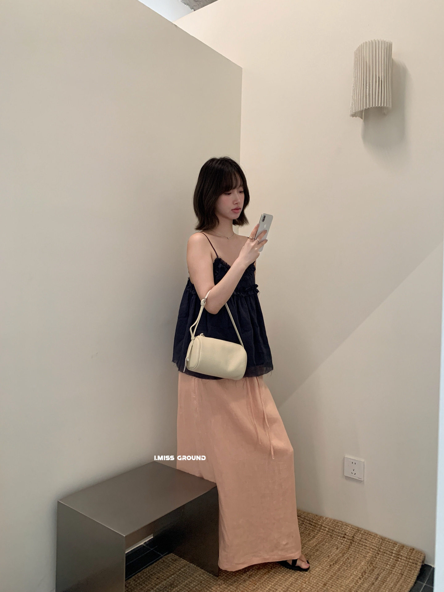 Chân váy linen dài Hàn Quốc cạp thun dây rút phong cách đơn giản — xanh đậm, Xanh da trờicolor, Xanh nước biển, màu tím chi tiết 8