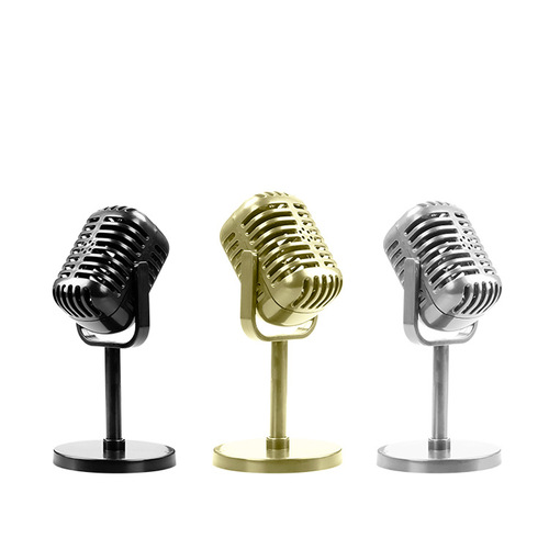 Simulation classic nostalgic microphone fake microphone model photography posing props shooting ornaments retro microphone props