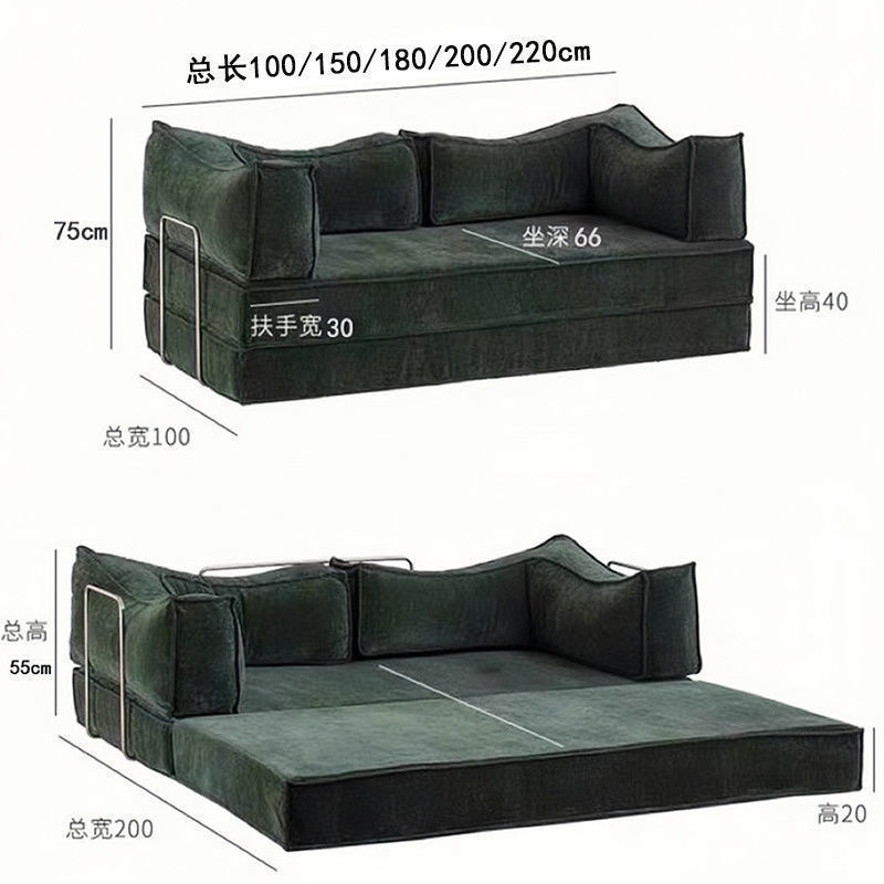 复古布艺沙发床小户型客厅卧室家用可折叠拆洗双三人两用模块沙发|undefined