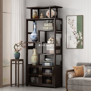 Solid Wood New Chinese-Style Multi-Treasure Cabinet Tea Rack Display Cabinet Ornament Cabinet Tea Room Tea Set Tea Cabinet Storage Shelf